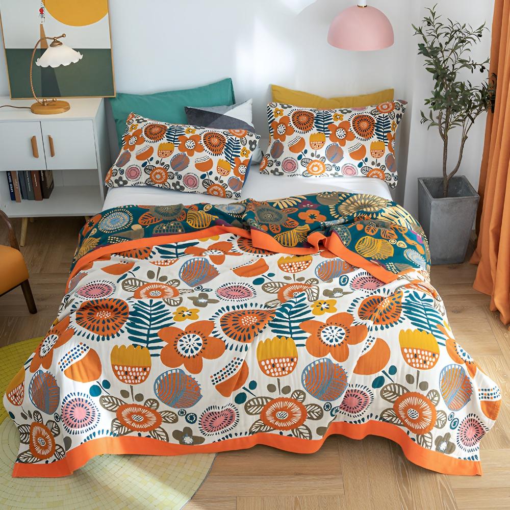 Plaid floral bohème pour une décoration intérieure douillette et des cadeaux