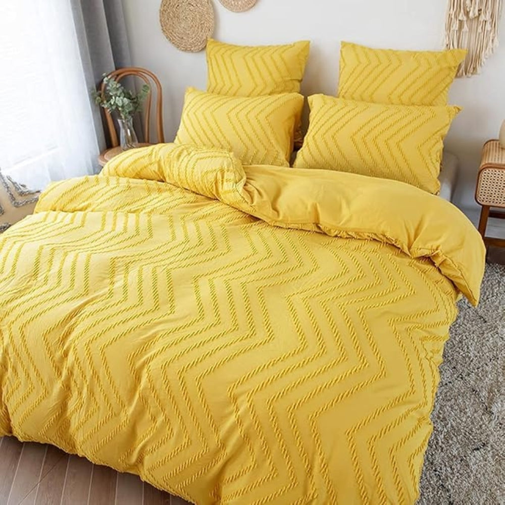 Ensemble de housse de couette en peluche à motif chevron - Ensemble de literie 3 pièces