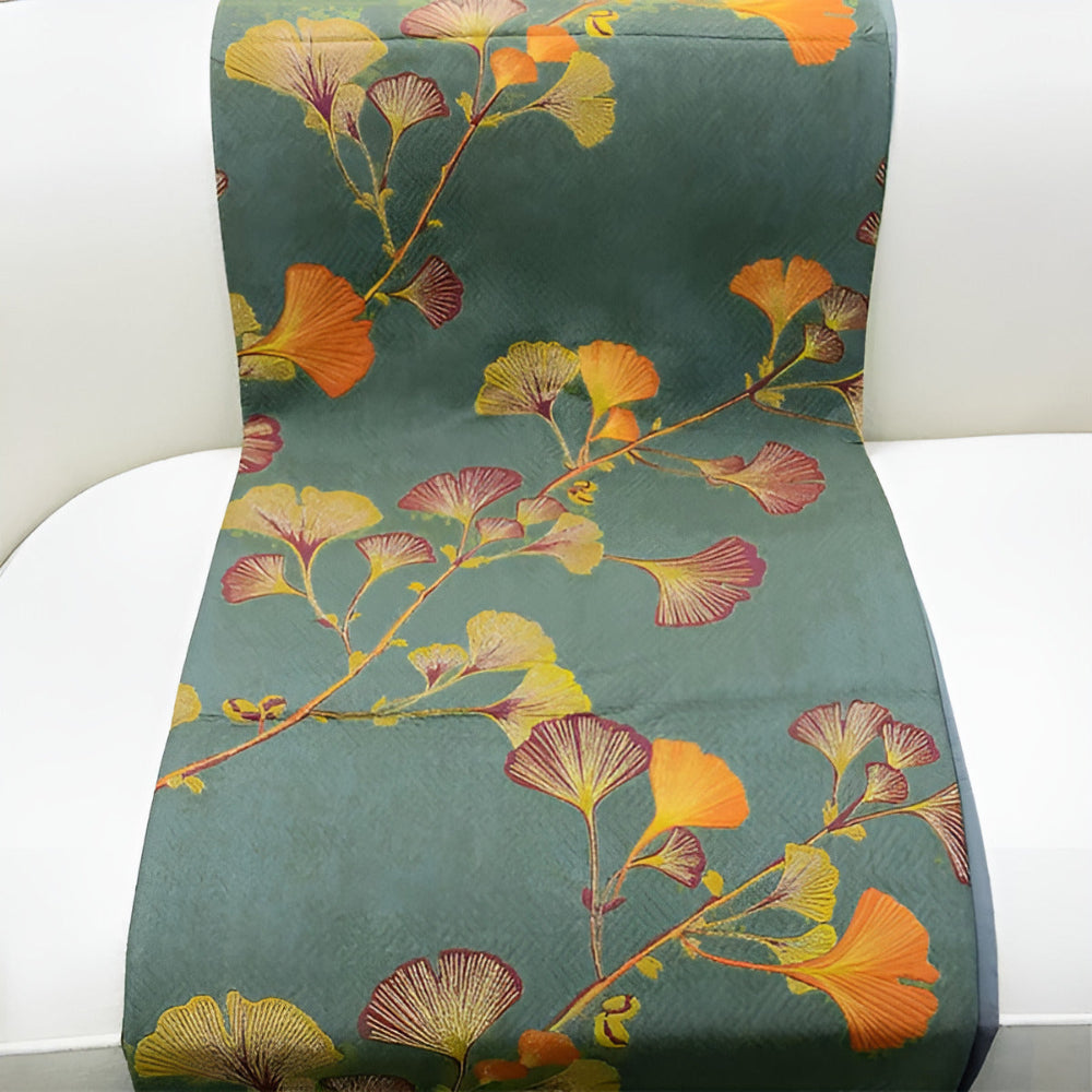 Ensemble de couvre-lit réversible feuilles de ginkgo floral - Couvre-lit et édredon doux