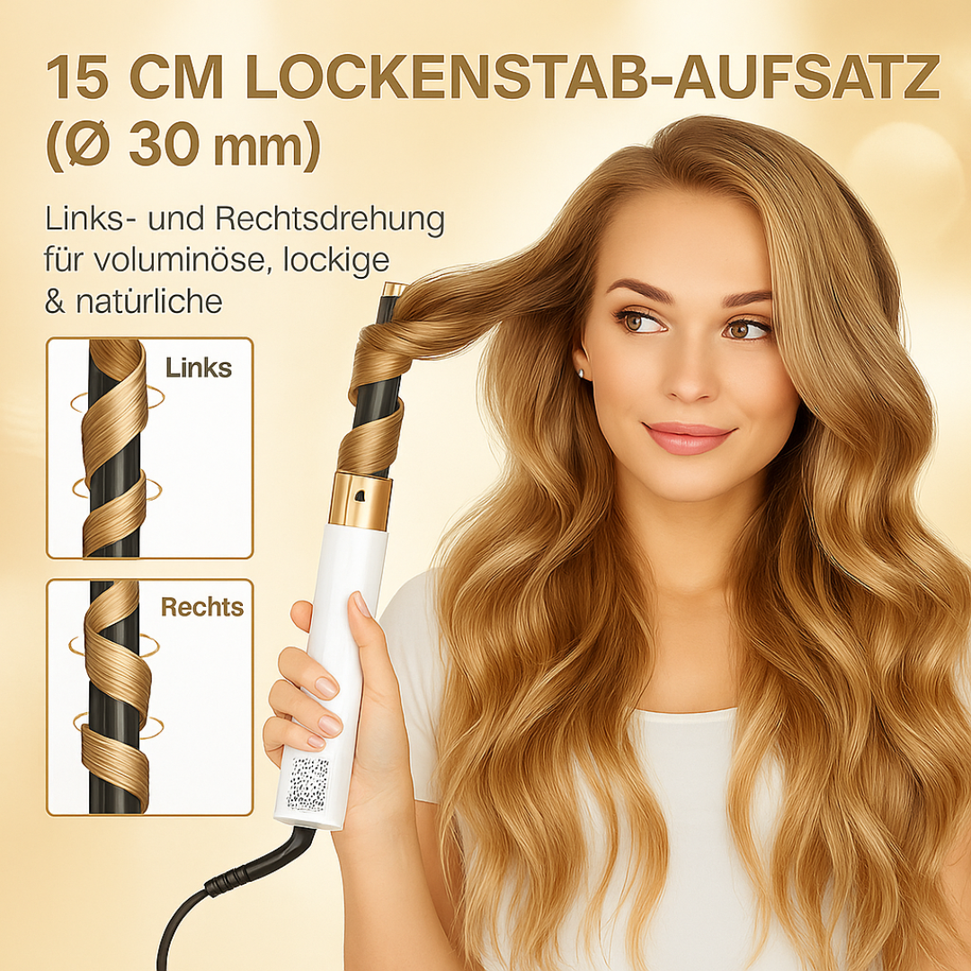 5-in-1-Heißluft-Haarstyler – Set mit Haartrockner, Lockenstab, Volumenstyler und Glättaufsatz