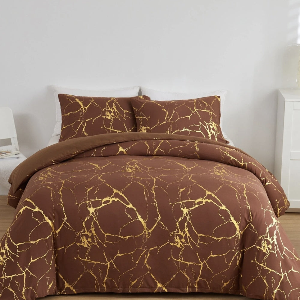 Ensemble de housse de couette en marbre de luxe - Ensemble de literie doux pour chambres élégantes