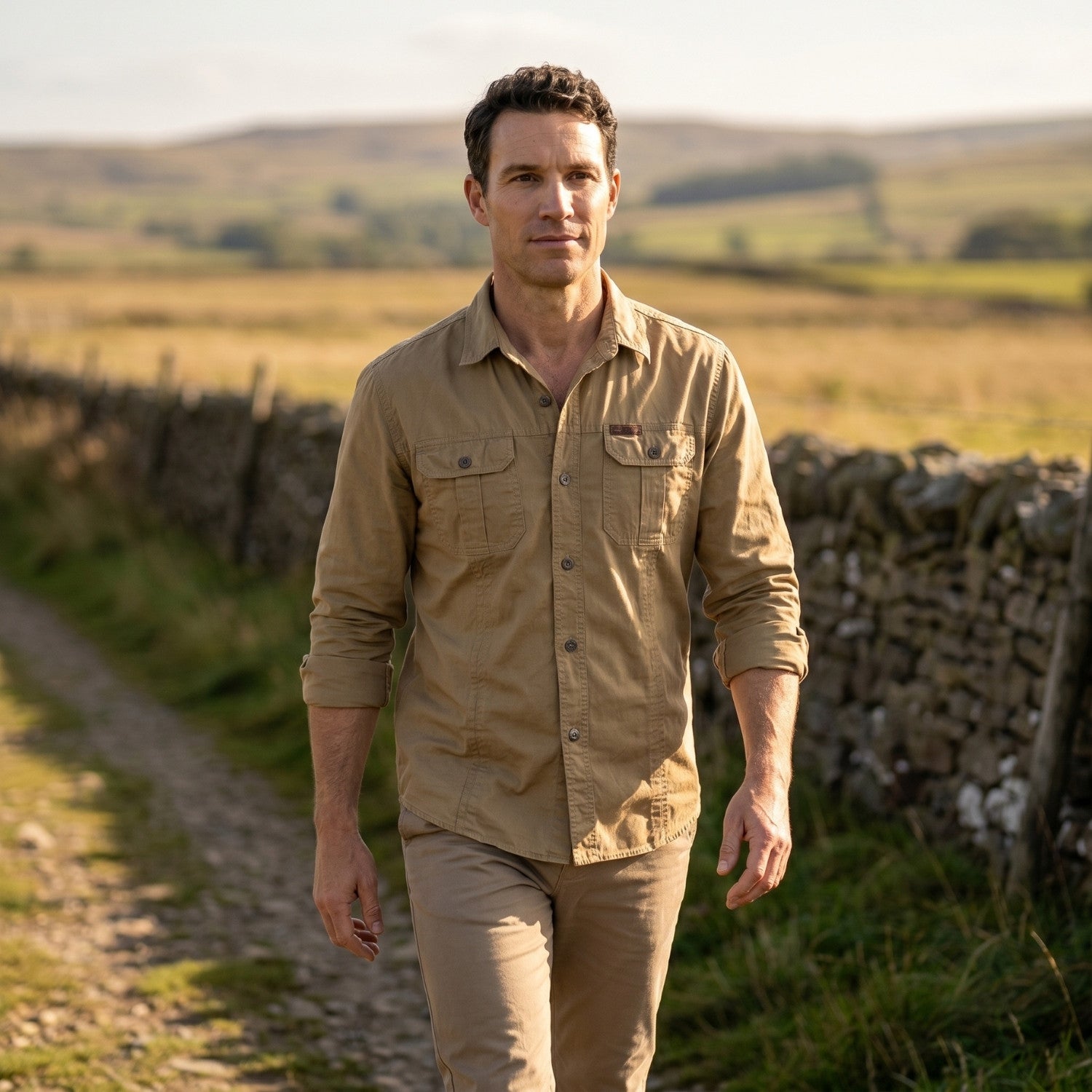 Men’s Lightweight Long-Sleeve Outdoor Shirt – Durable Cotton-Blend Top