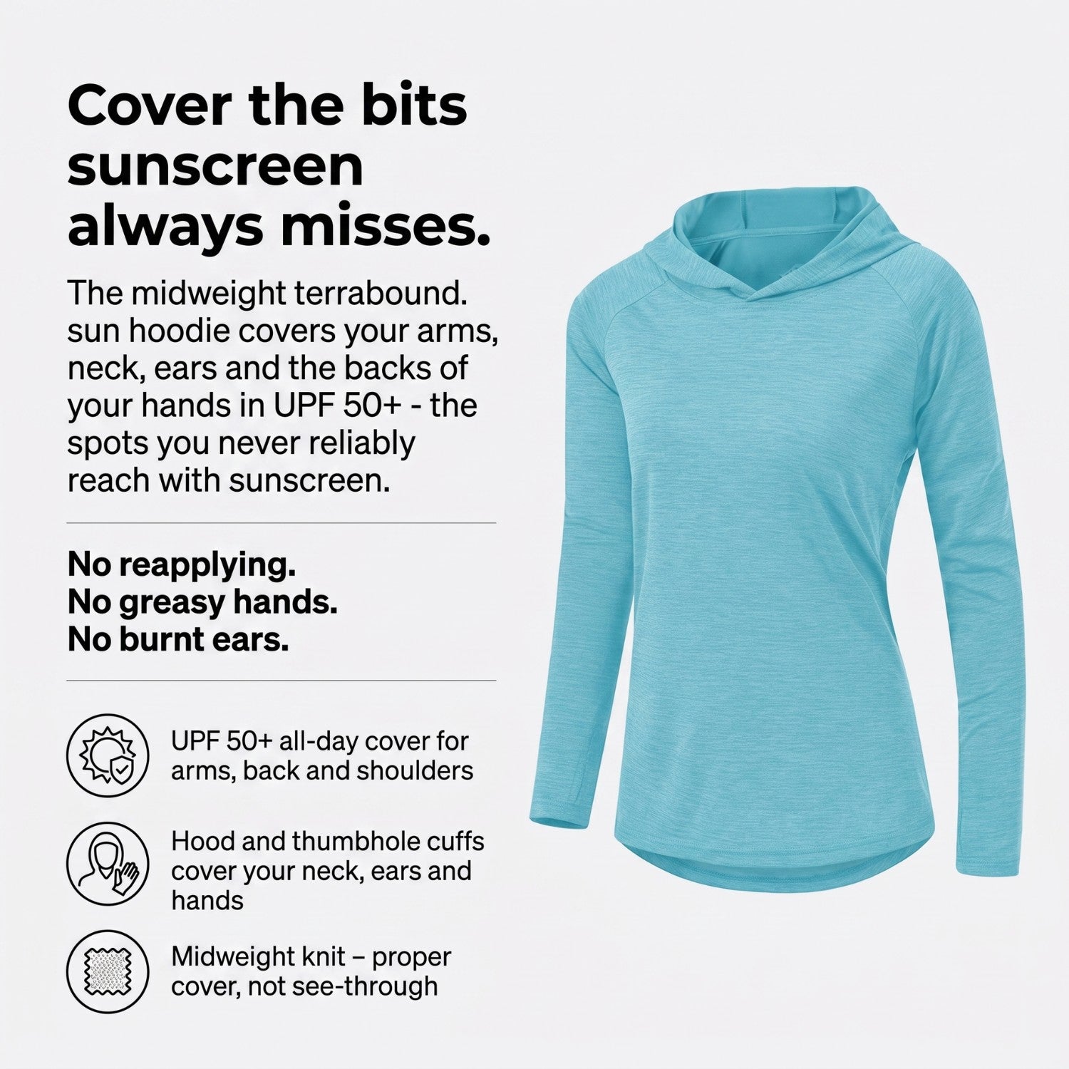 Women’s UPF 50+ Sun Hoodie – Midweight Hooded UV Protection Top