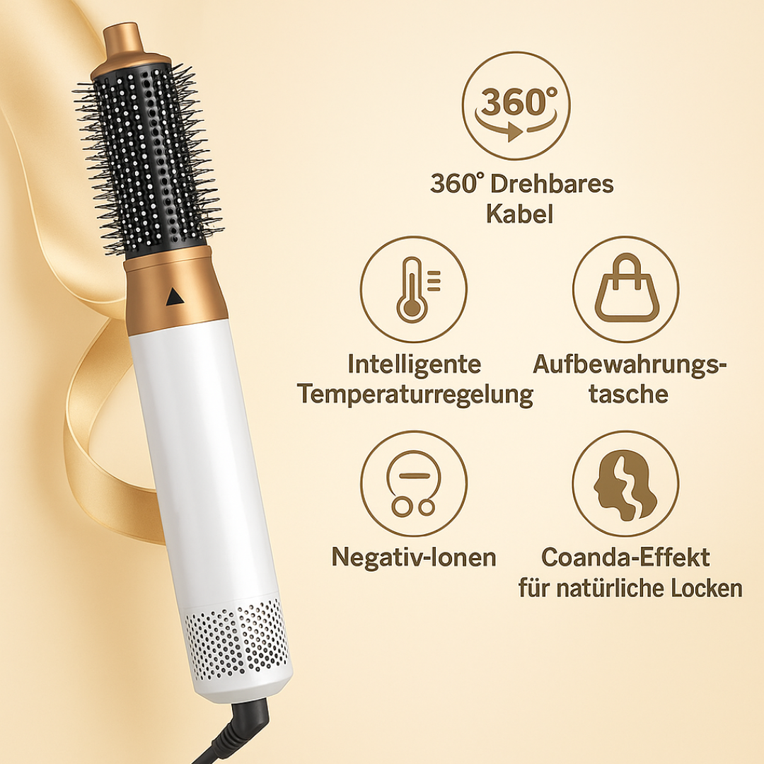 5-in-1 heteluchtstyler - set met föhn, krultang, volumizer en gladmaker