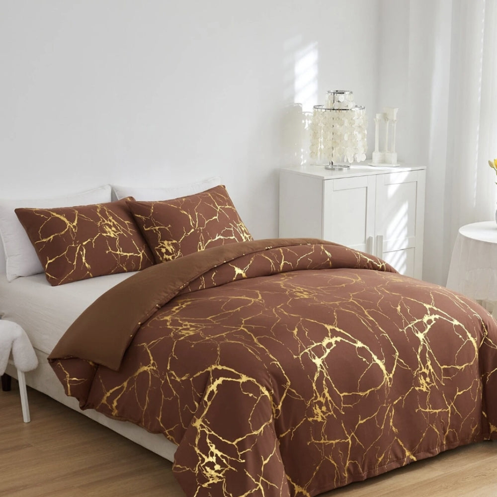 Ensemble de housse de couette en marbre de luxe - Ensemble de literie doux pour chambres élégantes