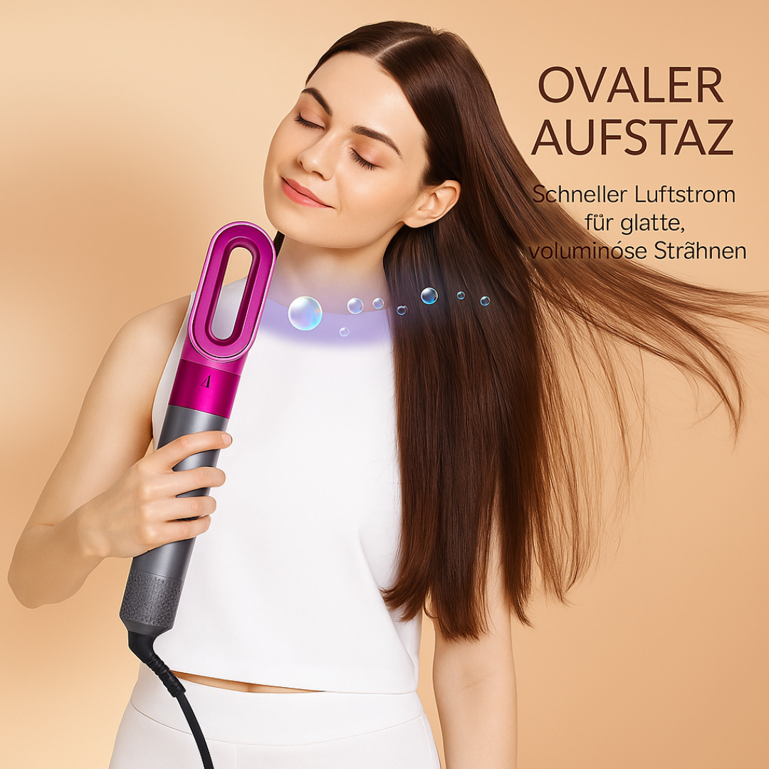 5-in-1-Heißluft-Haarstyler – Set mit Haartrockner, Lockenstab, Volumenstyler und Glättaufsatz