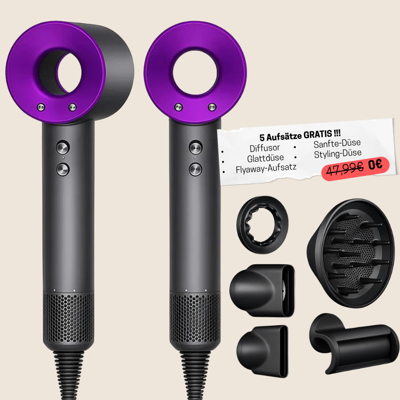 Kit 5-en-1 de sèche-cheveux et outil de coiffage – embouts pour sécher, lisser et donner du volume