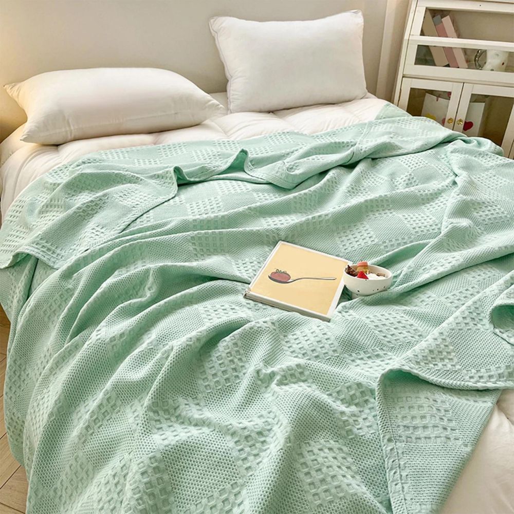 Plaid à carreaux gaufrés blush douillet pour la décoration intérieure