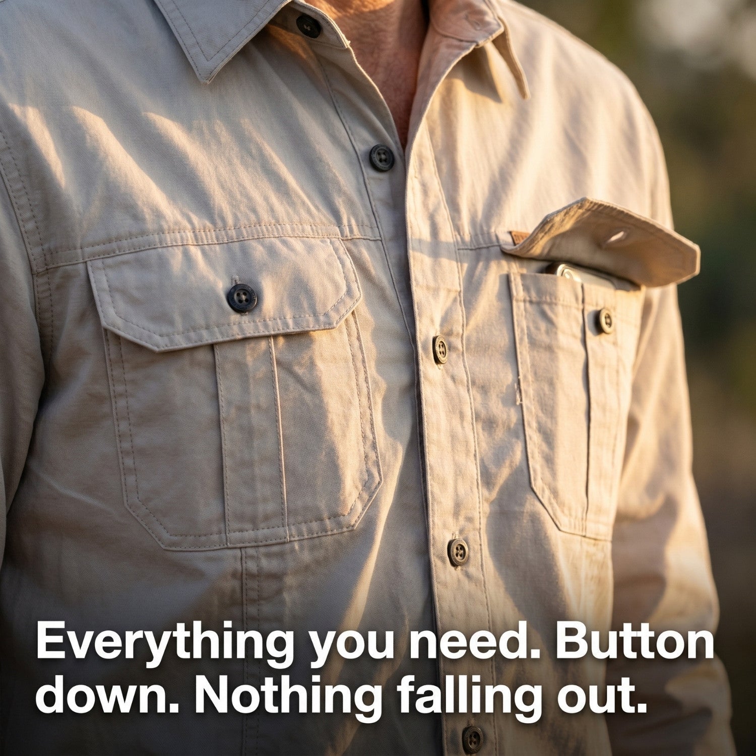 Men’s Lightweight Long-Sleeve Outdoor Shirt – Durable Cotton-Blend Top