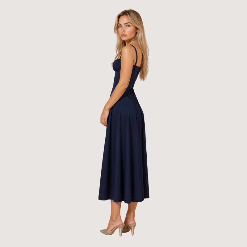 Robe midi sans manches à encolure carrée