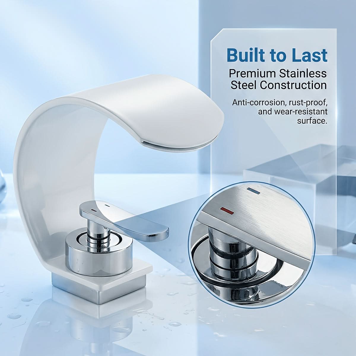 Mirror Waterfall Basin Faucet – ArcFlow Modern Bathroom Tap