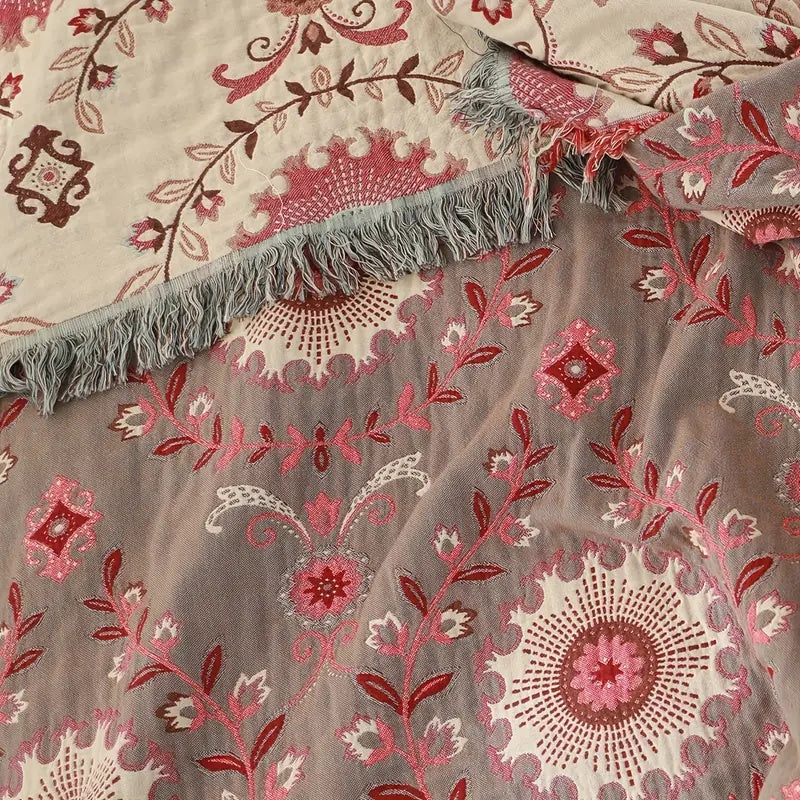 Plaid rétro Mandala réversible pour décoration intérieure chaleureuse