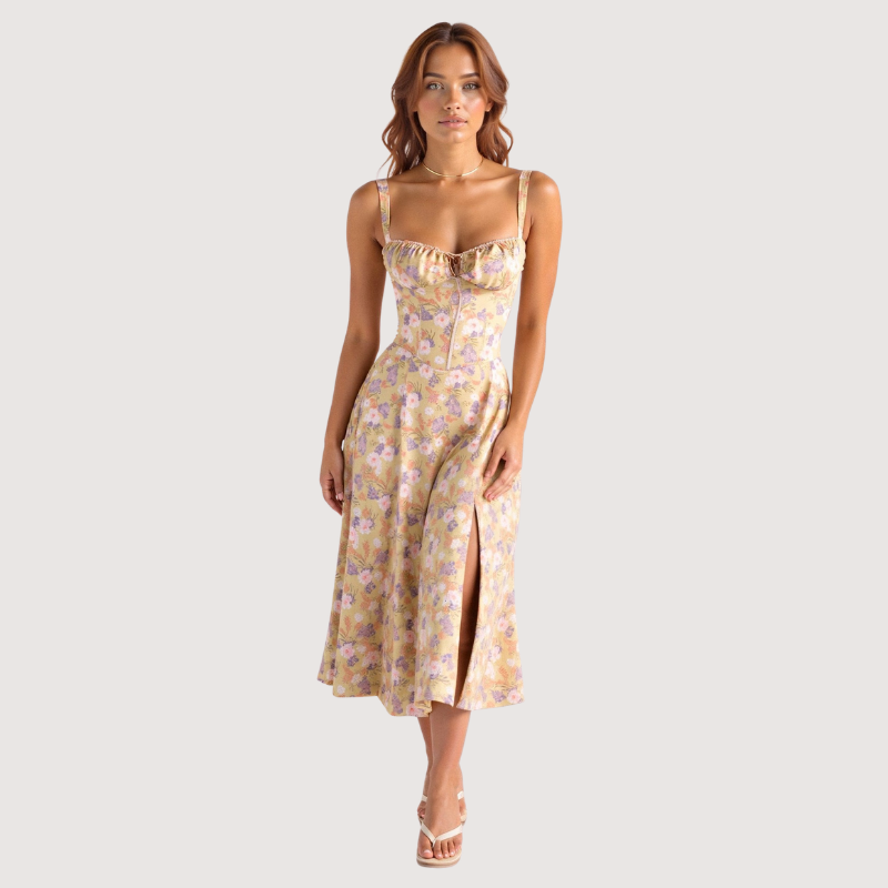 Robe midi sans manches à encolure carrée