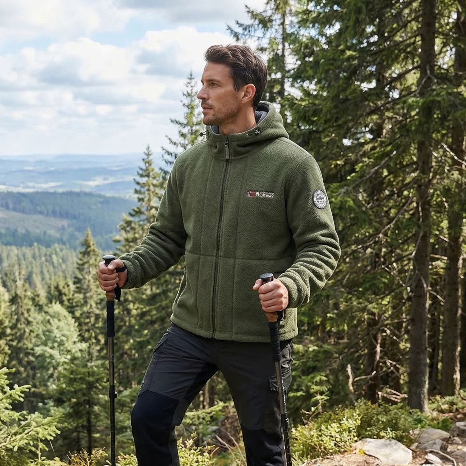 Men’s Windproof Fleece Jacket – Breathable Cold-Weather Outdoor Layer