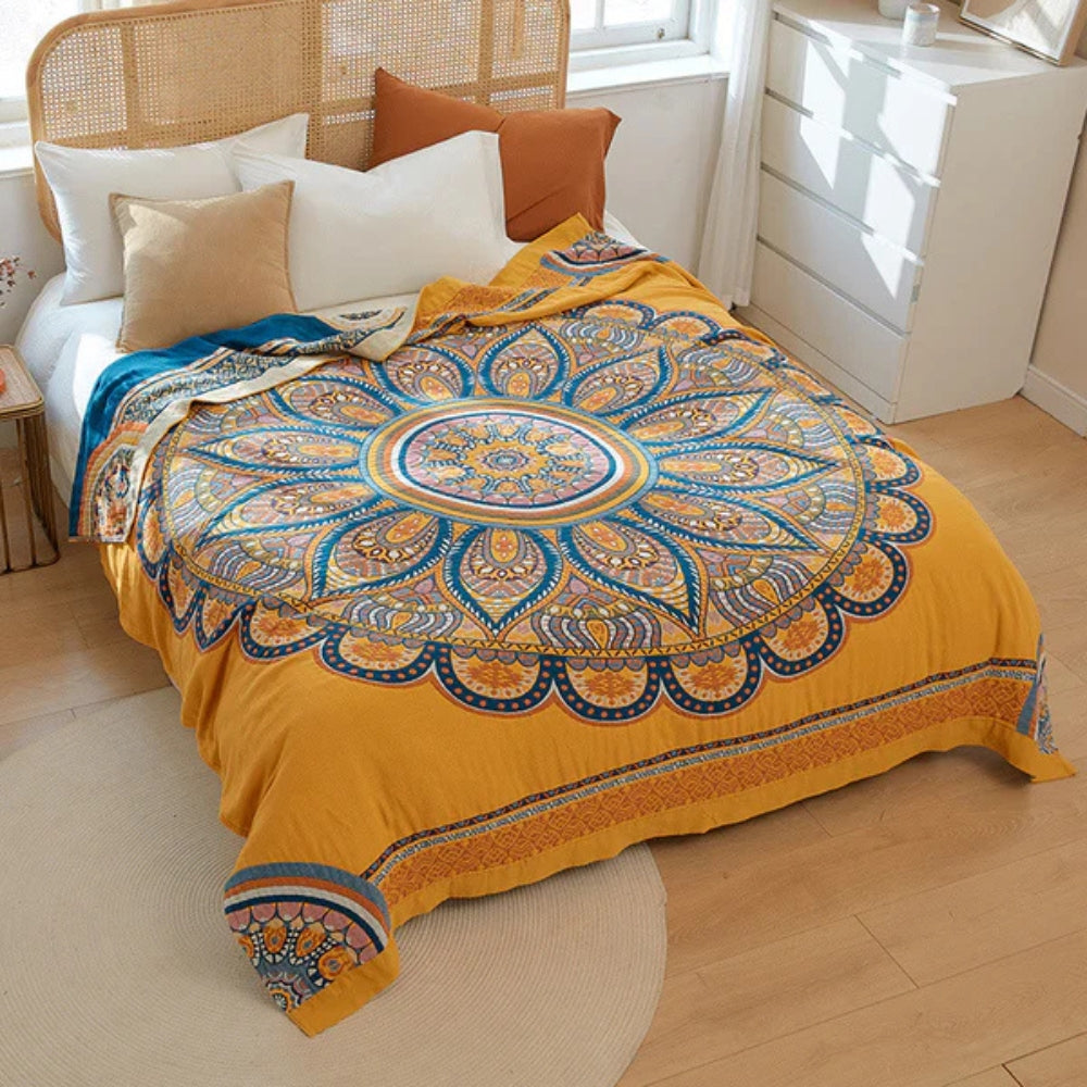 Plaid réversible en peluche Lotus doré pour un confort douillet