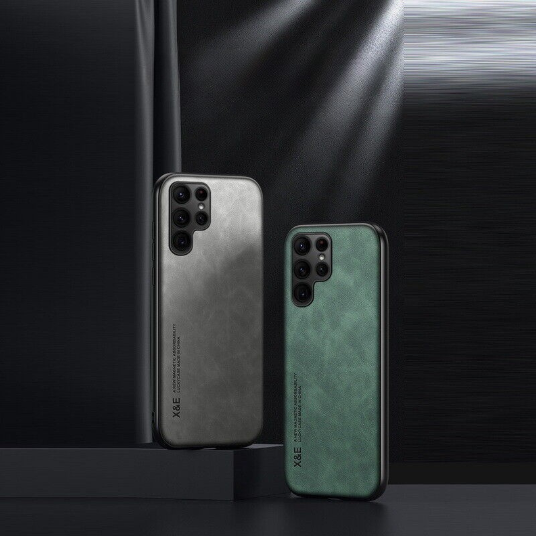 Slim Magnetic Phone Case - Faux Leather Cover Featuring Camera Guard