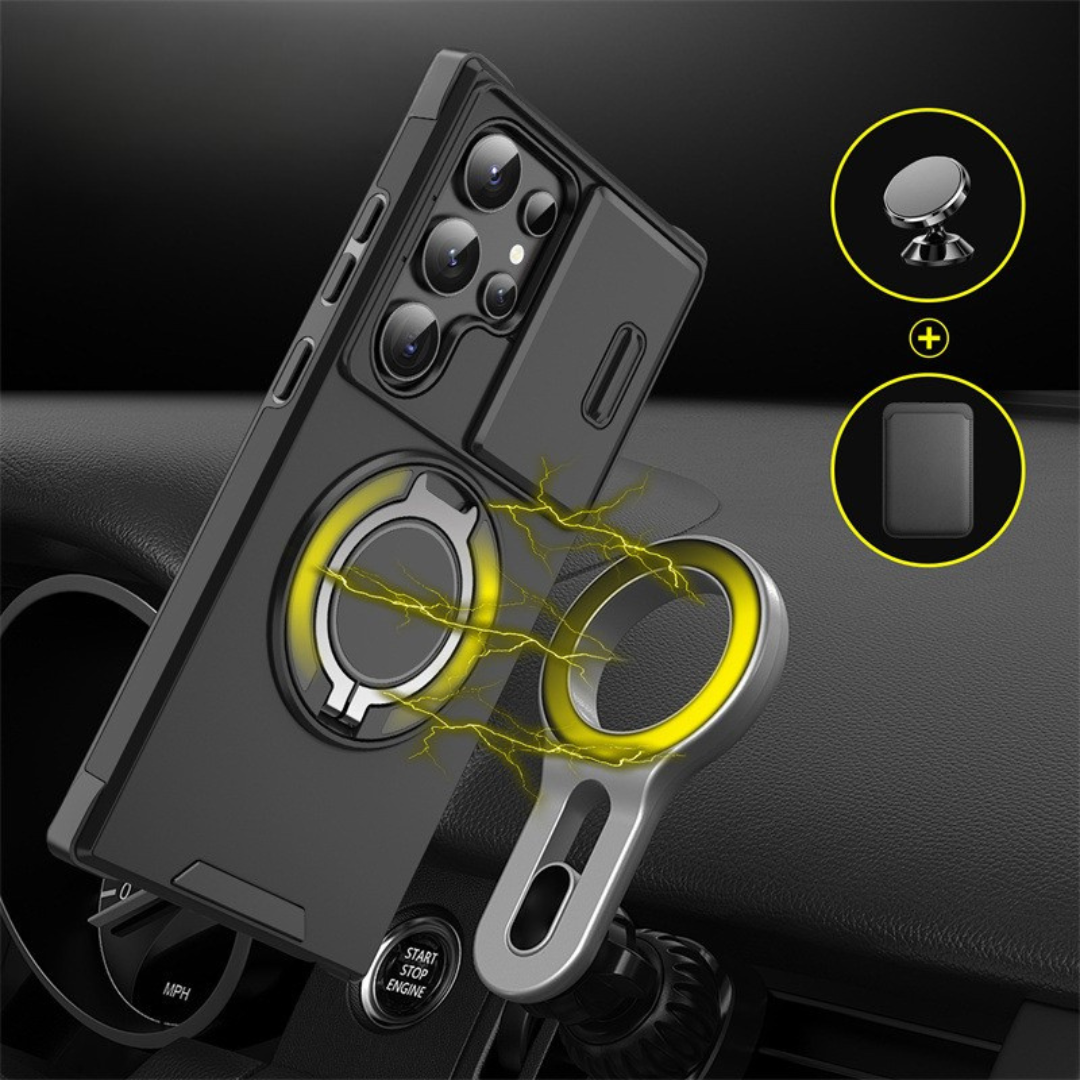 Magnetisch beschermhoesje voor telefoon - camerabescherming en ringstandaard