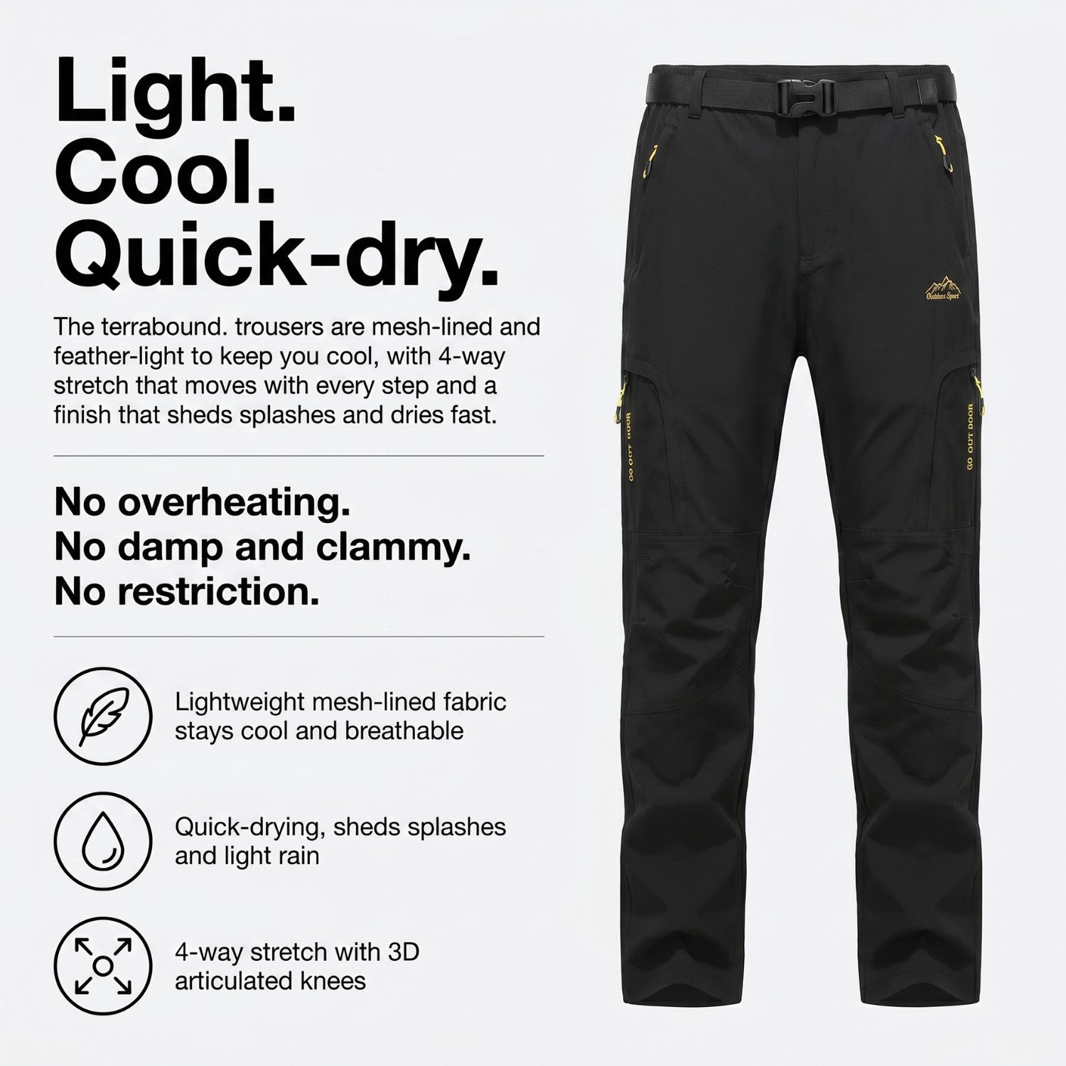 Men’s Hiking Trousers – Lightweight Quick-Dry Stretch Walking Trousers
