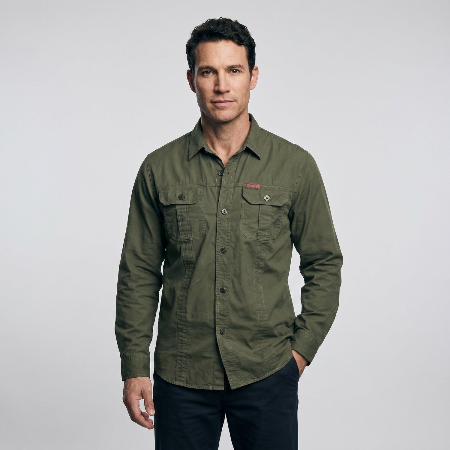 Men’s Lightweight Long-Sleeve Outdoor Shirt – Durable Cotton-Blend Top