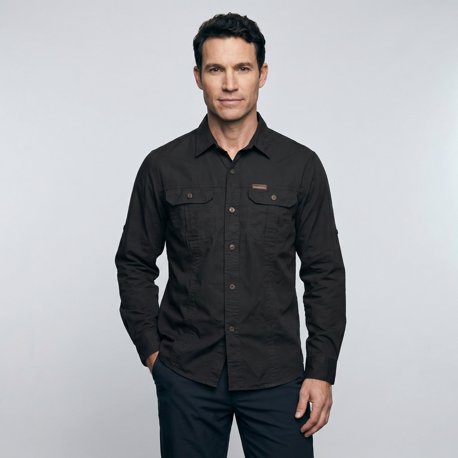 Men’s Lightweight Long-Sleeve Outdoor Shirt – Durable Cotton-Blend Top