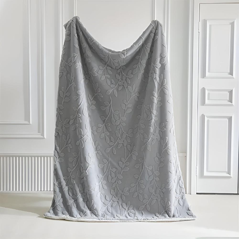 Couverture sherpa feuille douillette pour chaleur et style - Plaid doux