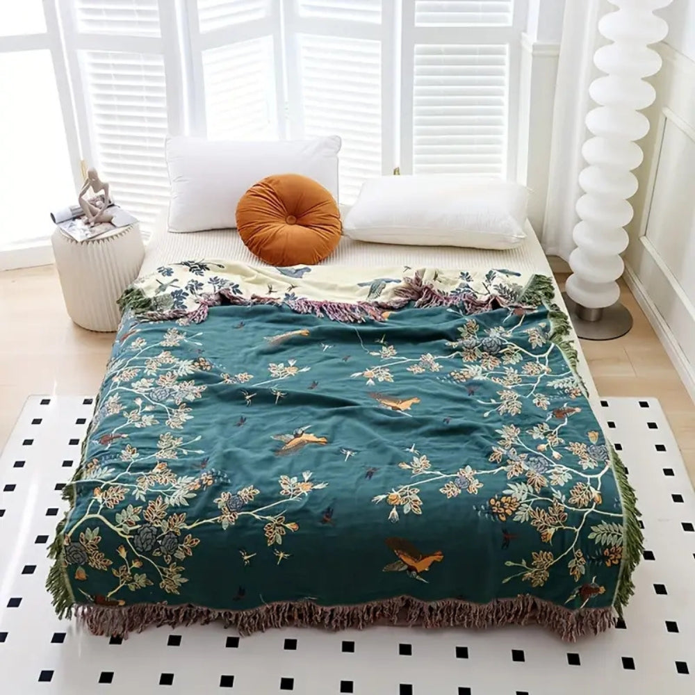 Plaid en coton multi-couches de luxe pour décoration intérieure chaleureuse