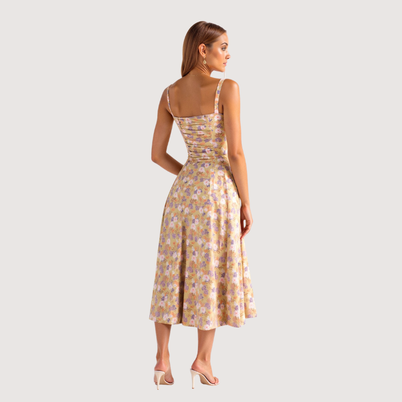 Robe midi sans manches à encolure carrée