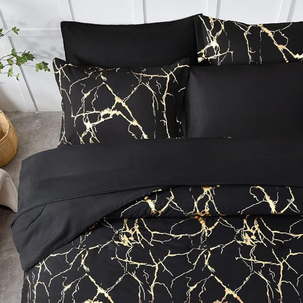 Ensemble de housse de couette en marbre de luxe - Ensemble de literie doux pour chambres élégantes