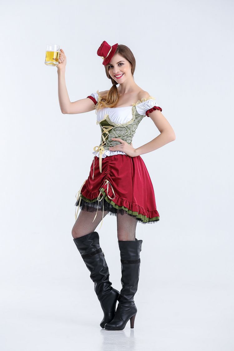 Oktoberfest-Kostüm für Damen mit Korsett und Trompetenärmeln