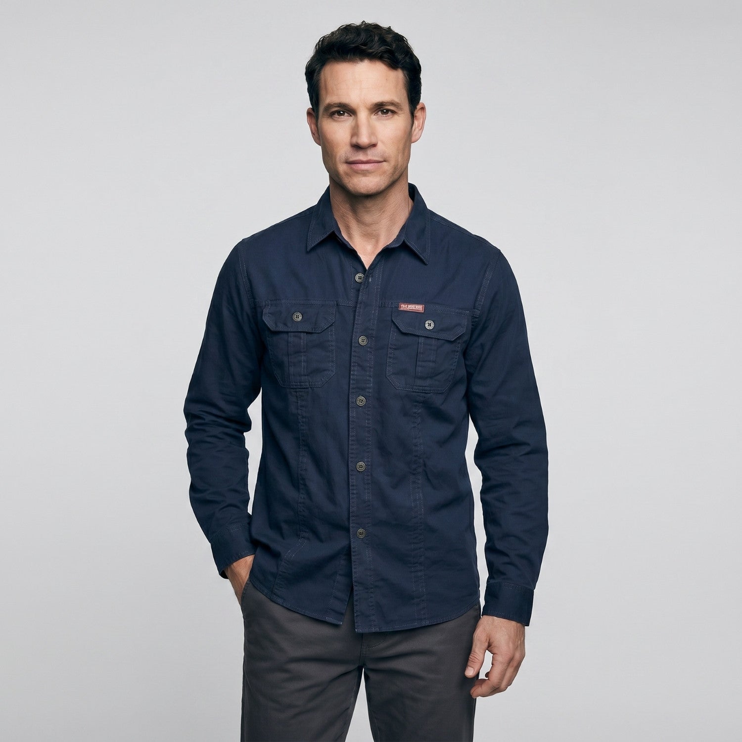 Men’s Lightweight Long-Sleeve Outdoor Shirt – Durable Cotton-Blend Top