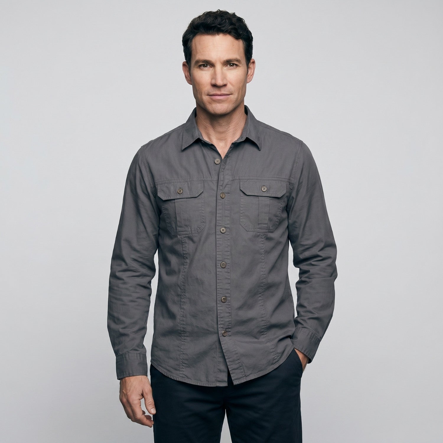 Men’s Lightweight Long-Sleeve Outdoor Shirt – Durable Cotton-Blend Top