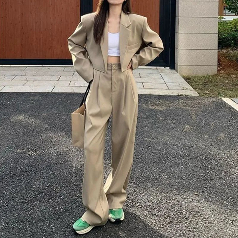 Ensemble blazer et pantalon deux pièces pour femme