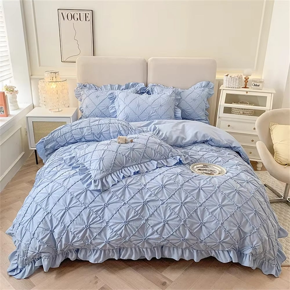 Ensemble de lit Belle Cotton Plush à volants | Ensemble de literie 4 pièces pour un confort douillet