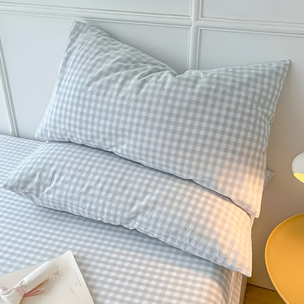 Taies d'oreiller à carreaux doux et confortables pour décoration de chambre