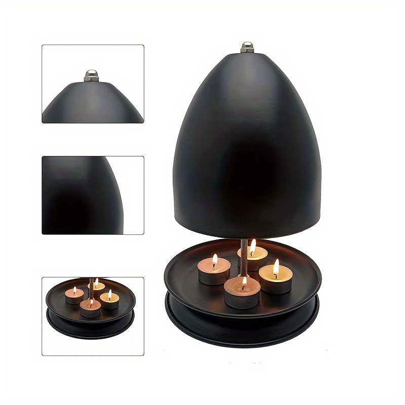 Kit chauffe-bougie chauffe-mains & support pour bougies chauffe-plat noires - Chauffage sans flamme pour maison & jardin