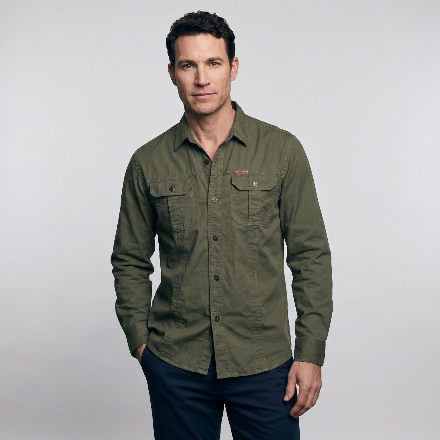 Men’s Lightweight Long-Sleeve Outdoor Shirt – Durable Cotton-Blend Top