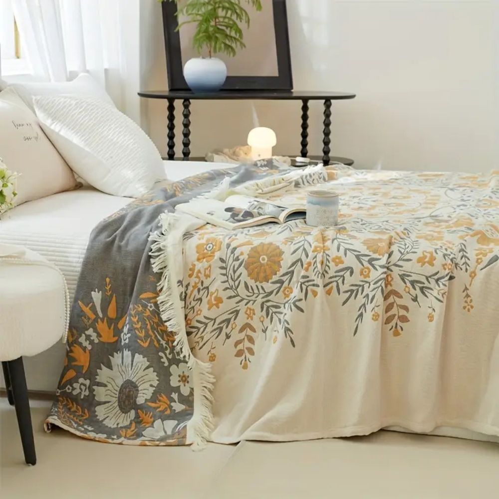 Plaid floral réversible - Décor cosy style Versailles