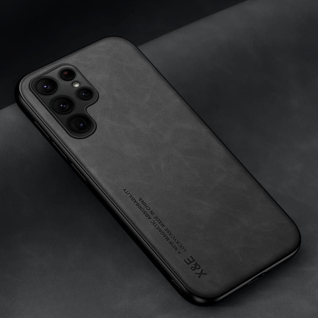 Slim Magnetic Phone Case - Faux Leather Cover Featuring Camera Guard