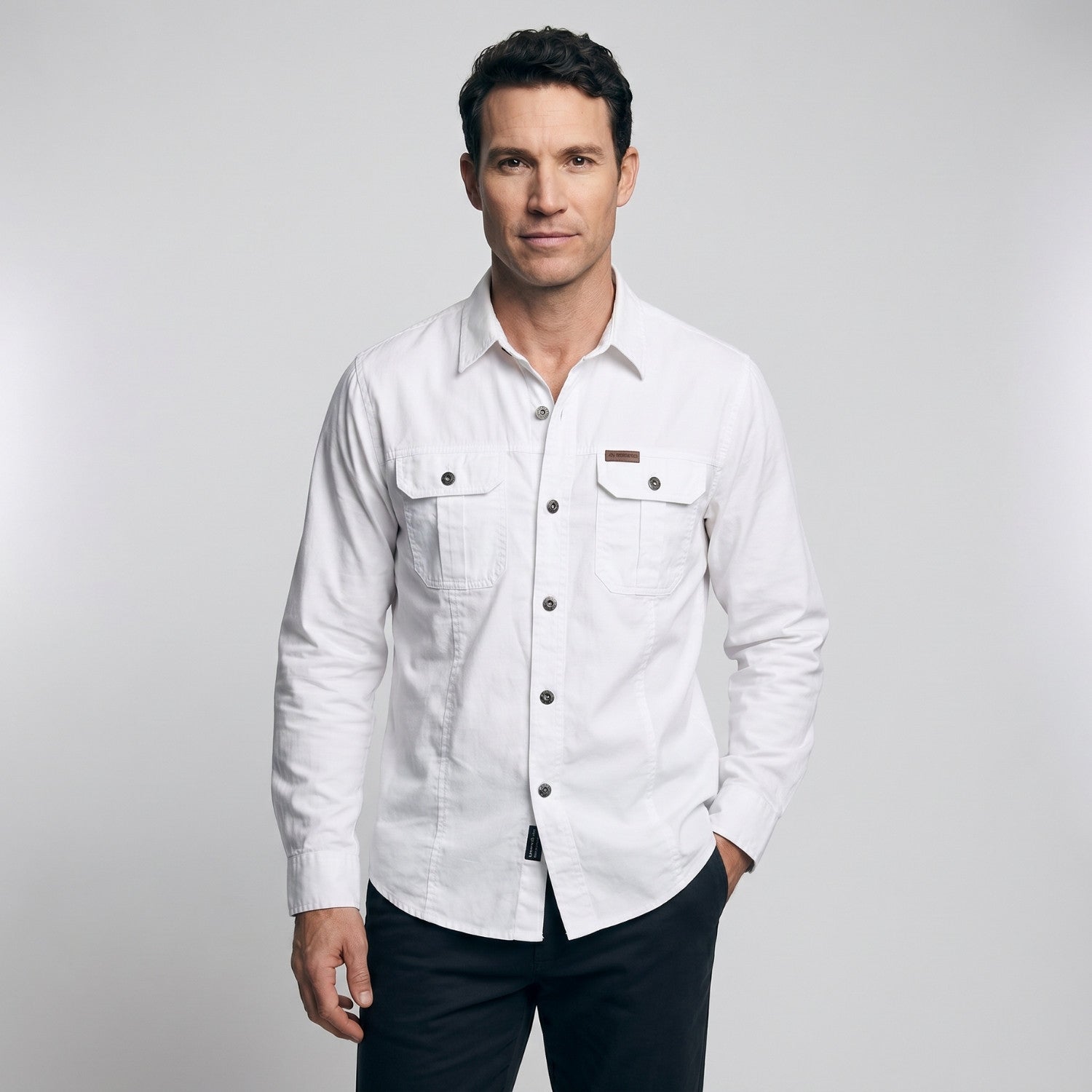 Men’s Lightweight Long-Sleeve Outdoor Shirt – Durable Cotton-Blend Top
