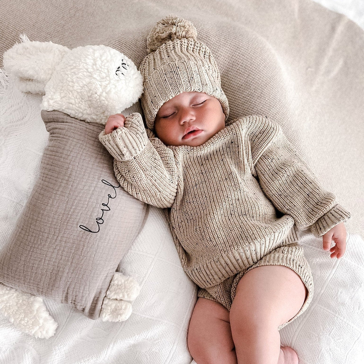 Personalised Sheep Soft Toy with Organic Cotton and Merino Wool