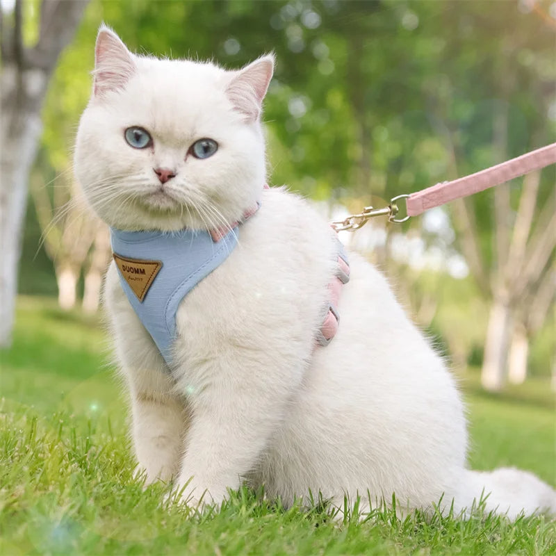 Weiches, atmungsaktives Katzengeschirr mit Leine