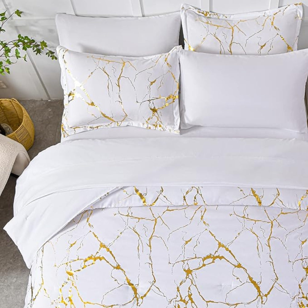 Ensemble de housse de couette en marbre de luxe - Ensemble de literie doux pour chambres élégantes