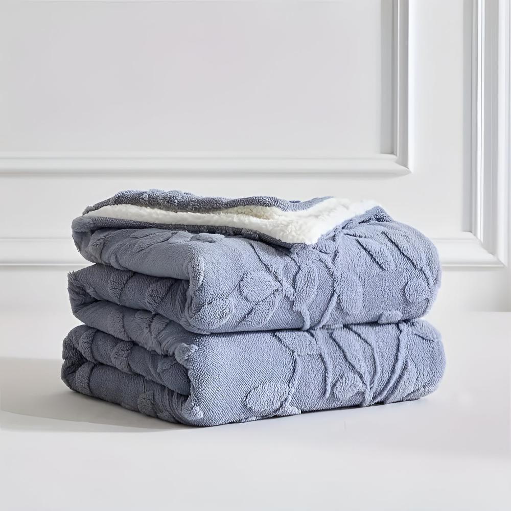 Couverture sherpa feuille douillette pour chaleur et style - Plaid doux