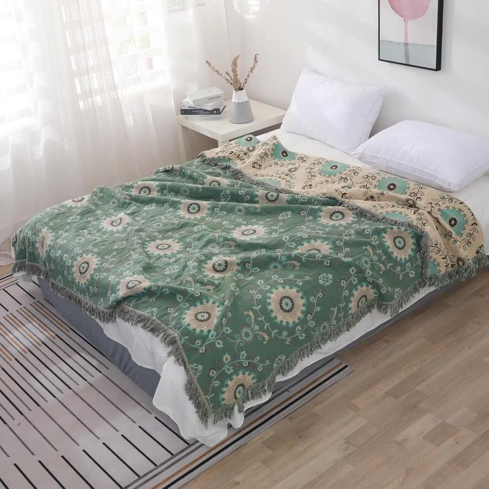 Plaid rétro Mandala réversible pour décoration intérieure chaleureuse