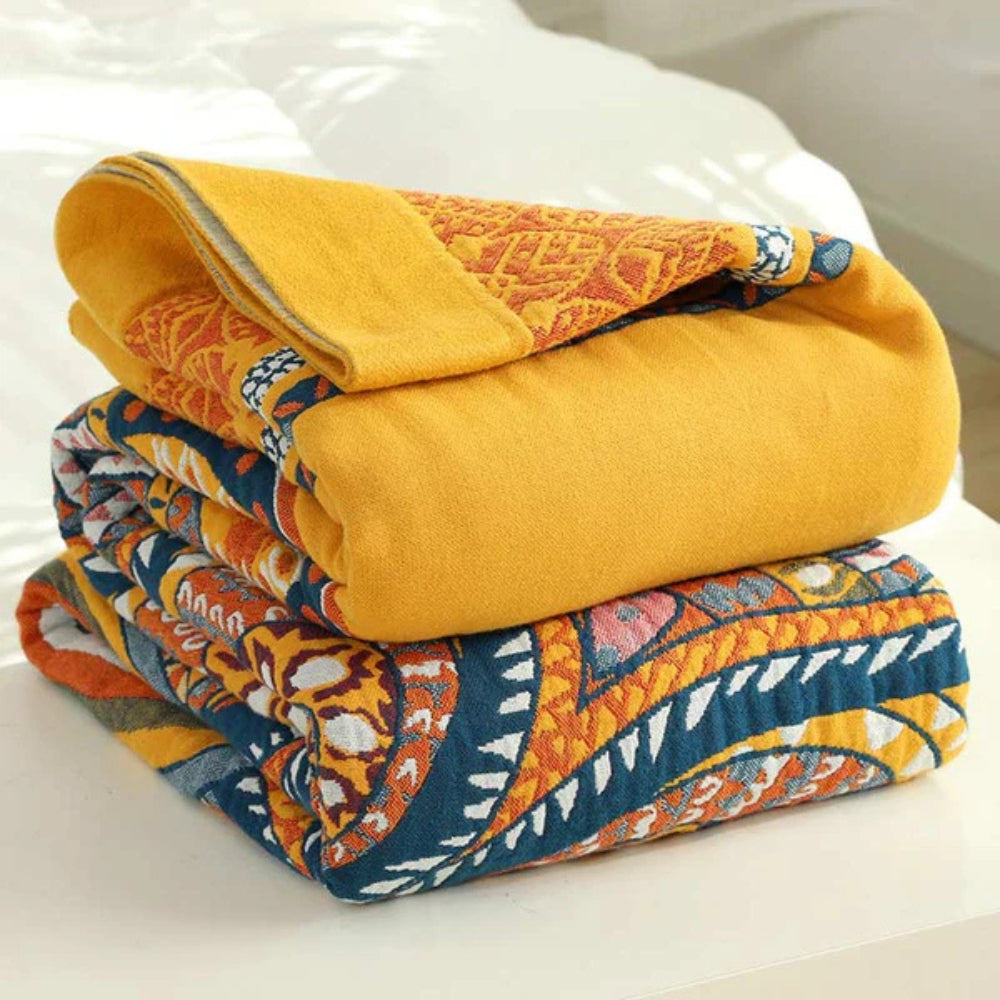 Plaid réversible en peluche Lotus doré pour un confort douillet