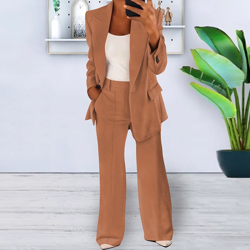 Ensemble tailleur pantalon blazer à un bouton