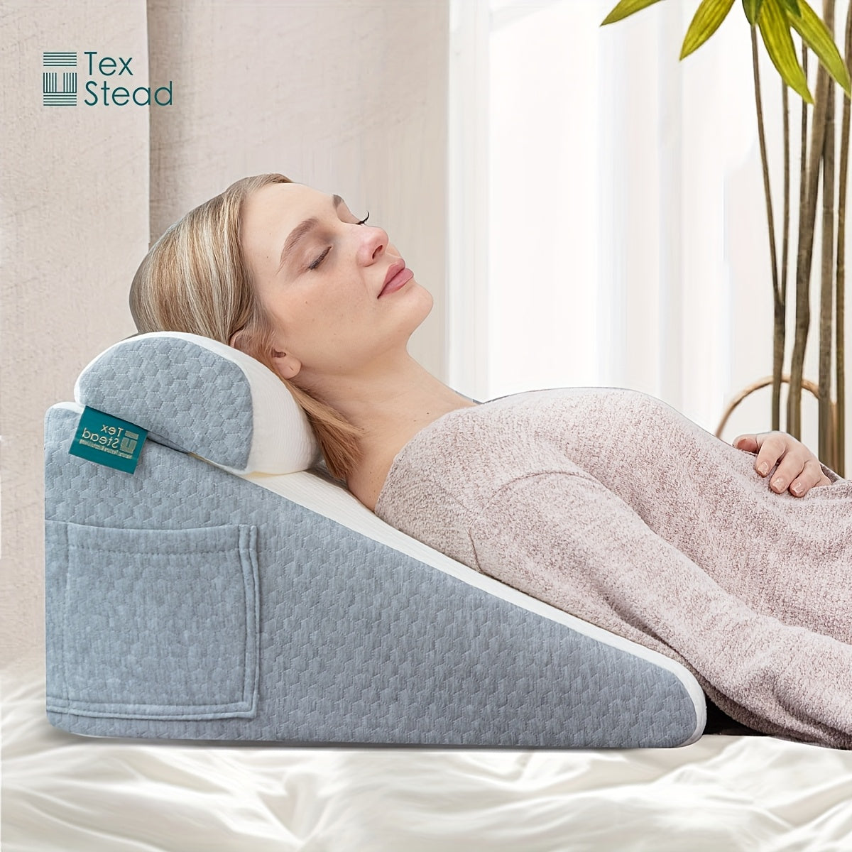 Coussin en coin pour dormeurs latéraux – Support triangulaire pour le cou, coussin de grossesse, élévation de lit, confort doux