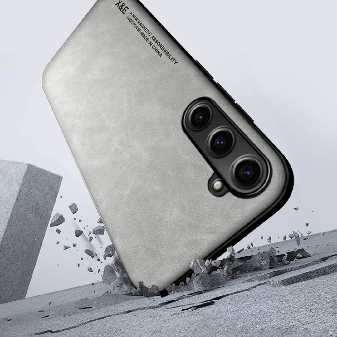 Slim Magnetic Phone Case - Faux Leather Cover Featuring Camera Guard