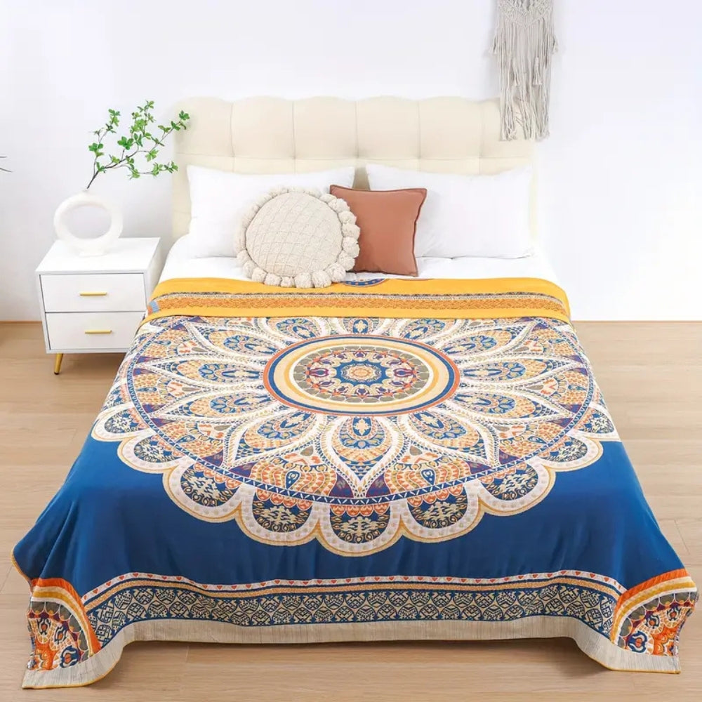 Plaid réversible en peluche Lotus doré pour un confort douillet