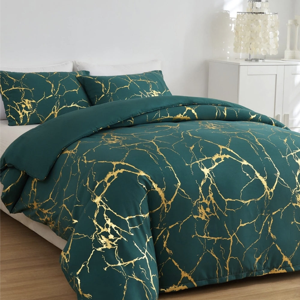 Ensemble de housse de couette en marbre de luxe - Ensemble de literie doux pour chambres élégantes